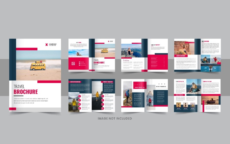 Modelo de design de folheto de viagem ou layout de modelo de revista de viagem