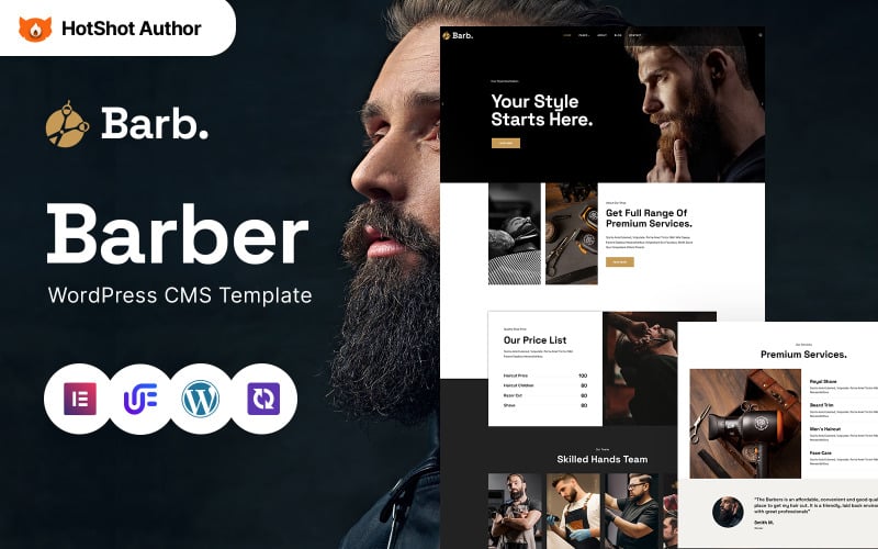 Barb - Tema moderno de WordPress para Elementor de barbería