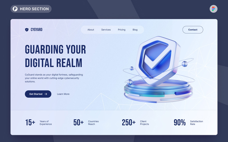 CyGuard – Cyber Security Hero Section Figma sablon
