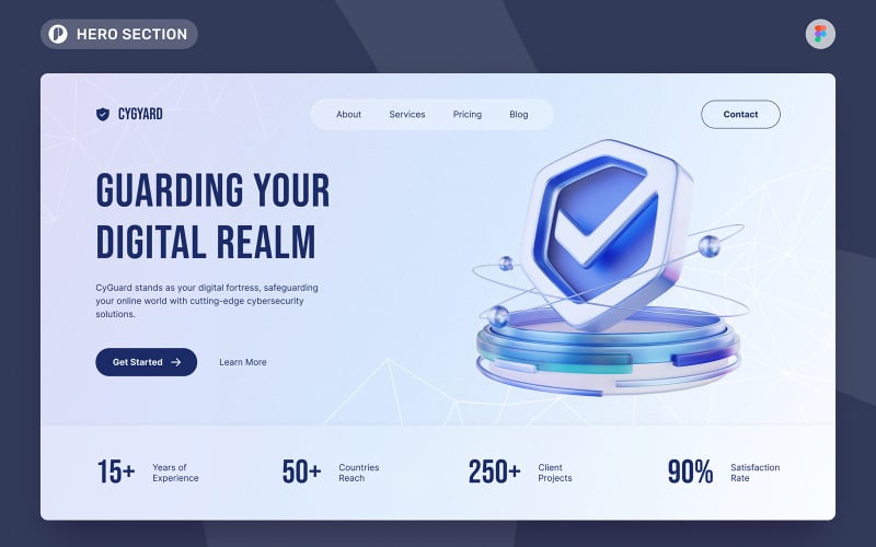 CyGuard – Figma-Vorlage für Cyber Security Hero Section