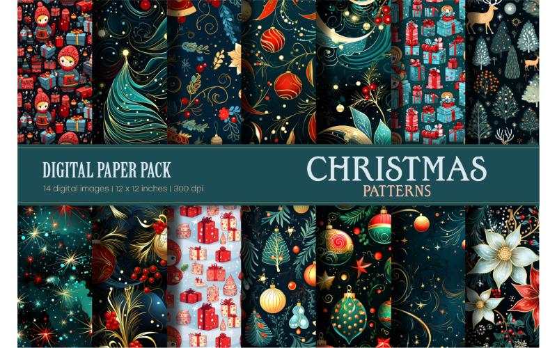 Jolis motifs de Noël. Papier numérique.