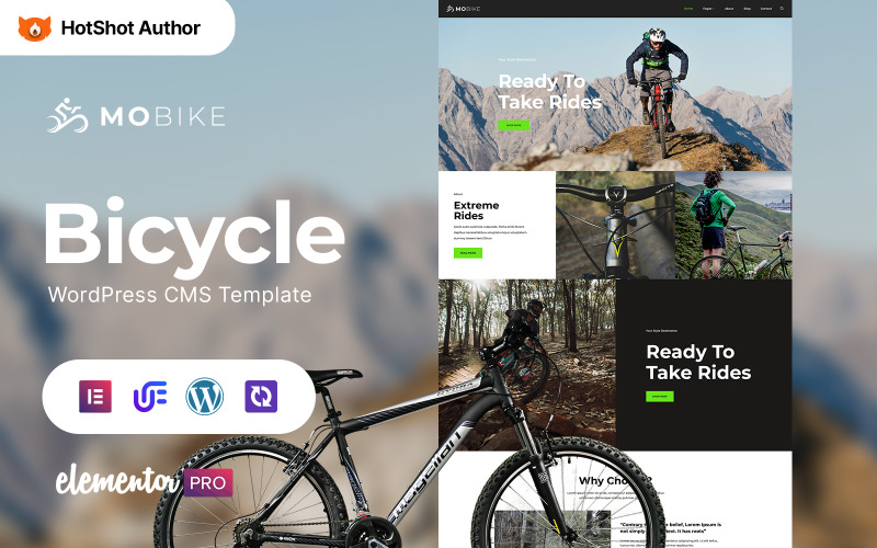 Mobike – Велосипедна багатофункціональна сучасна тема WordPress Elementor