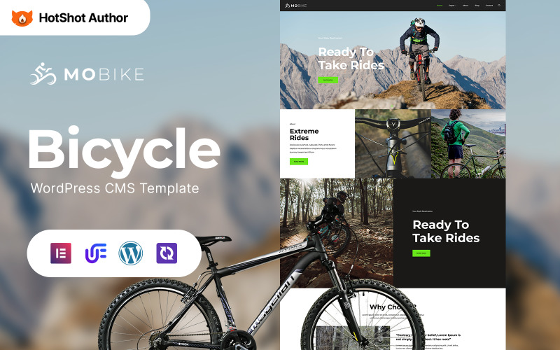 Mobike – Велосипедна багатофункціональна сучасна тема WordPress Elementor