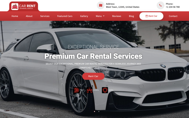 Rento – Autókölcsönző többcélú reszponzív webhelysablon