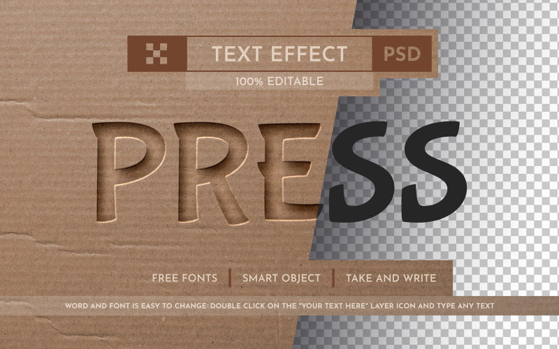 Вирізаний папір - текстовий ефект для редагування, стиль шрифту