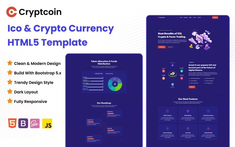Cryptcoin — HTML-шаблон Ico и криптовалюты