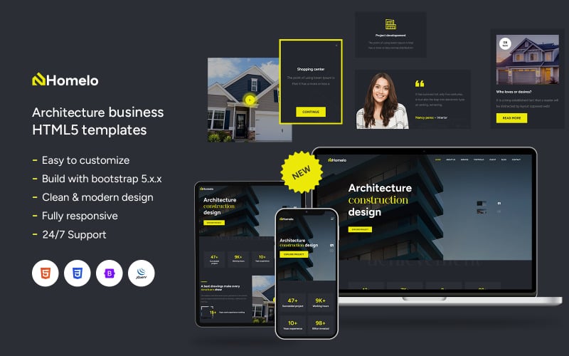 Homelo – Архітектурний початковий HTML-шаблон веб-сайту