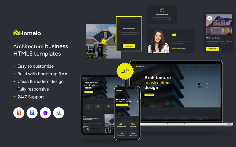 Homelo - Modello di sito Web HTML Bootstrap di architettura