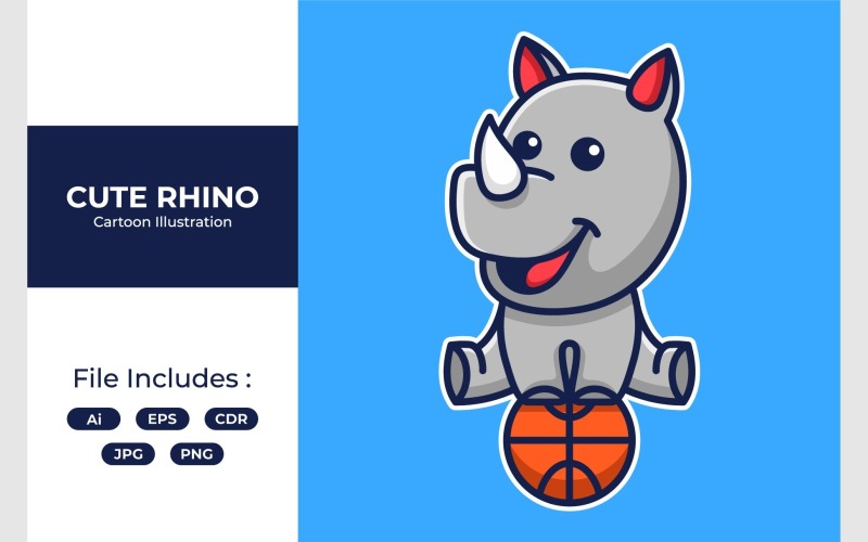 Illustrazione sveglia della mascotte del rinoceronte del bambino