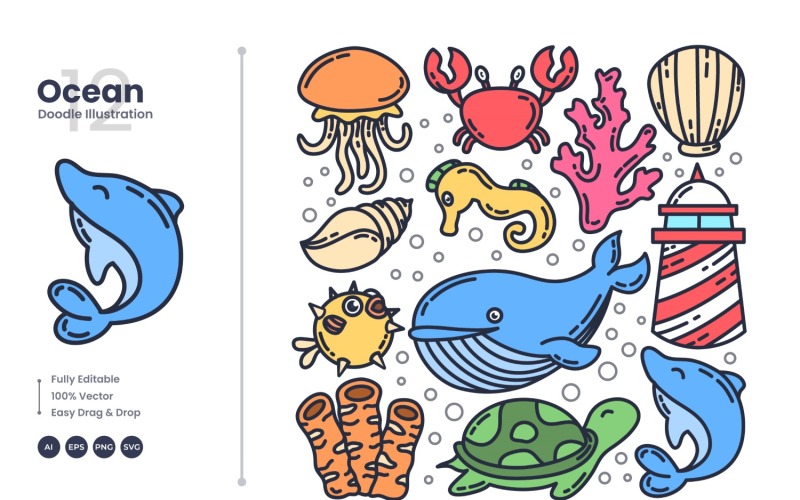 Ocean Illustration Doodle Set