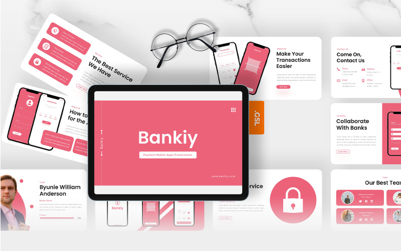 Bankiy - Ödeme Mobil Uygulamaları Google Slaytlar Şablonu