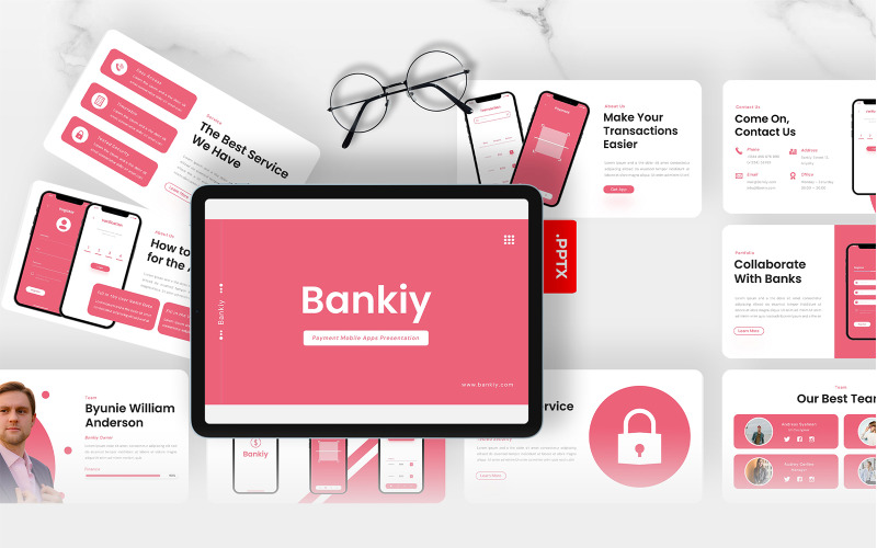 Bankiy - Payment Mobile Apps Шаблон PowerPoint