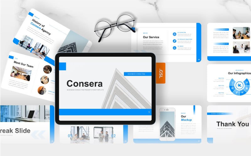 Consera – бізнес-консультаційний шаблон Google Slides