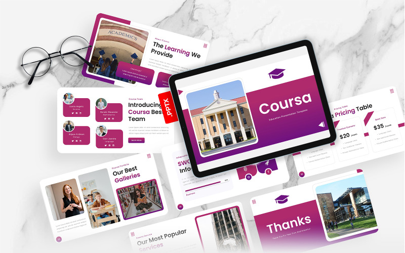 Cursa - Onderwijs PowerPoint-sjabloon