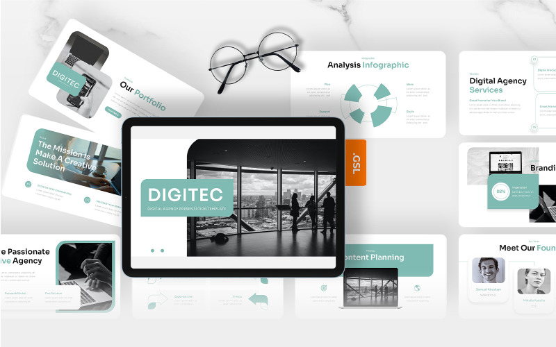 Digitec – Google Slides-sjabloon voor digitaal bureau