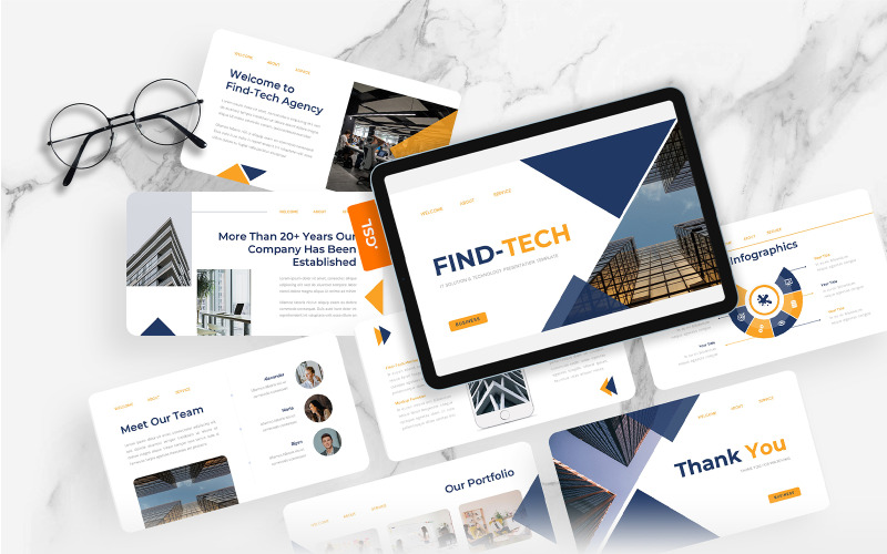 Find-Tech – Google Slides-Vorlage für Technologie