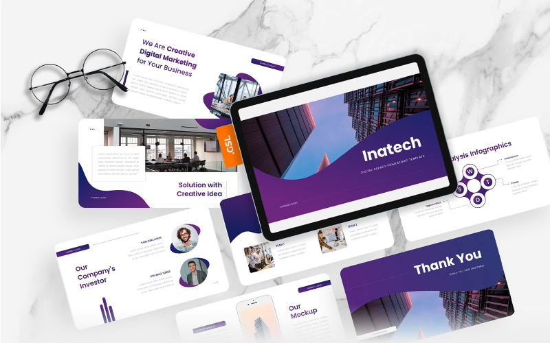 Inatech - Google Slides-sjabloon voor digitaal bureau
