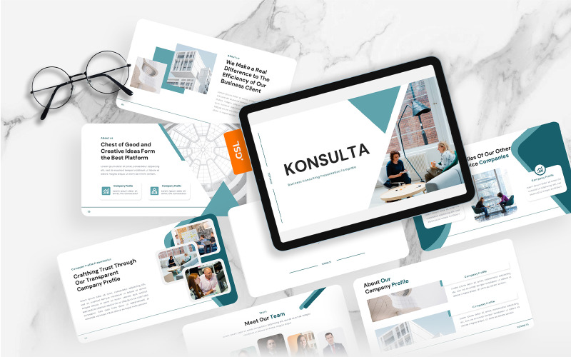 Konsulta - Plantilla de diapositivas de Google para perfil de empresa