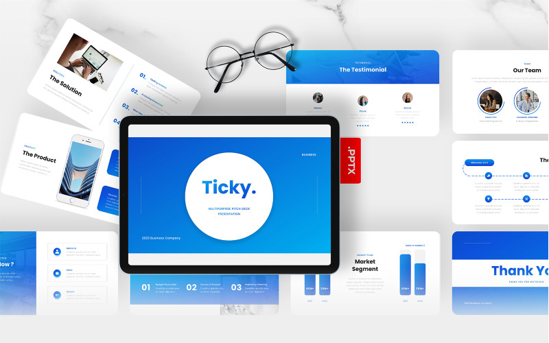 Ticky - Многоцелевой шаблон Pitch Deck PowerPoint