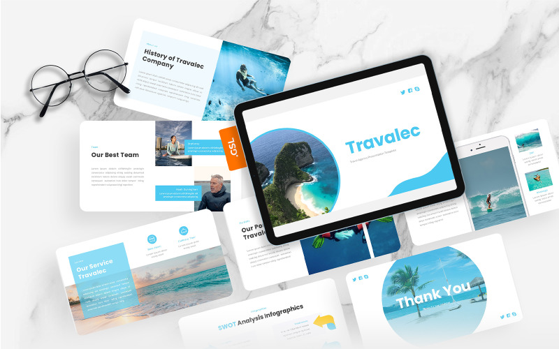 Travalec – Google Slides-mall för resebyrå