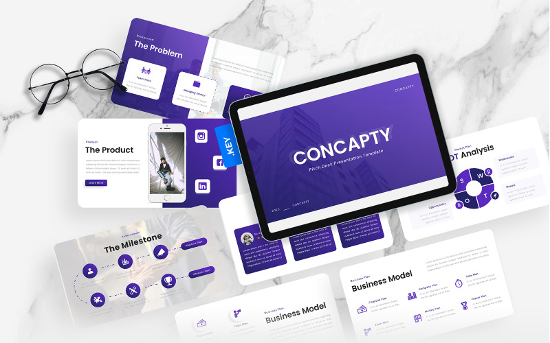 Concapty – Mehrzweck-Pitch-Deck-Keynote-Vorlage