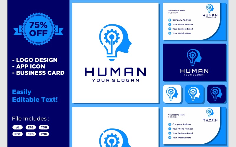 Head Human Gear Light Bulb Mind Logo