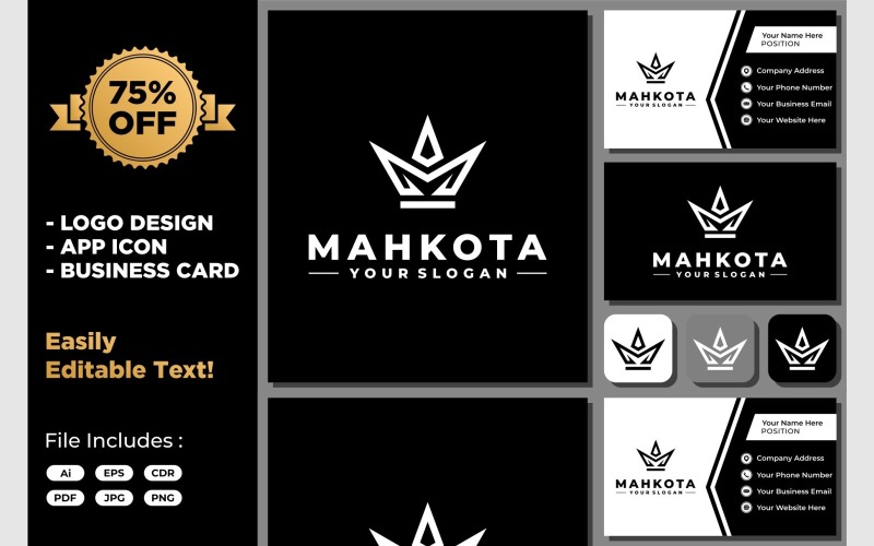 Logotipo do ícone de luxo da letra M Crown King