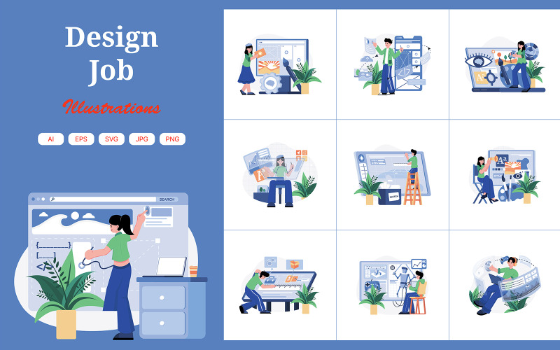 Pacote de ilustração de trabalho M633_Design