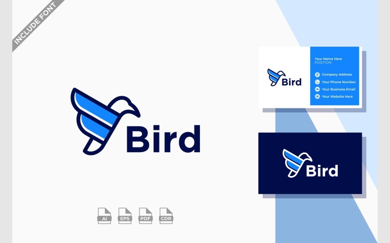 Jednoduché Ptačí Much Křídlo Moderní Logo