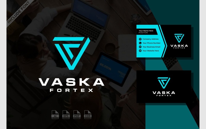 Letter FV VF Triangle Geometric Logo
