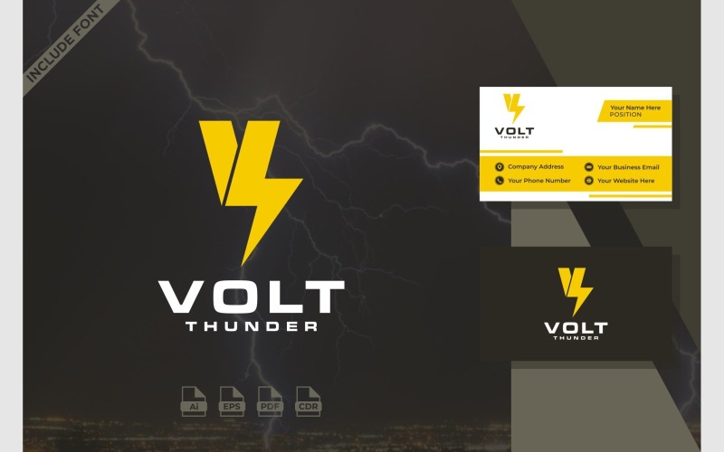 Letter V Lightning Power Energy Voltage Logo