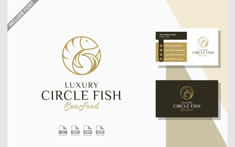 Logo minimalista di lusso del cerchio dei pesci