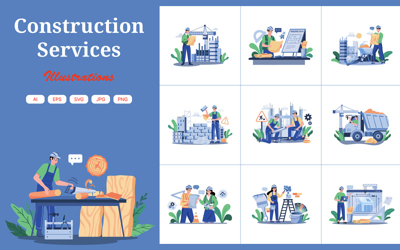 M607_Pack d'illustrations des services de construction
