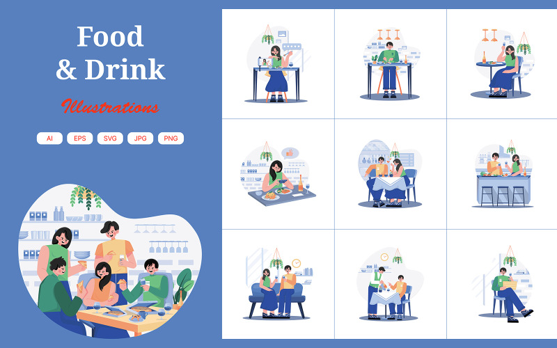 M613_Eten en drinken illustratiepakket