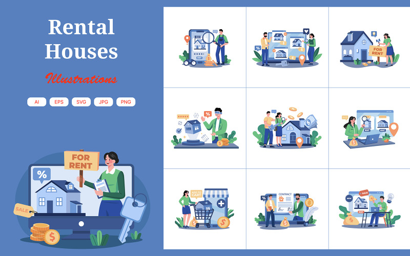 M624_Online Pakiet ilustracji domu do wynajęcia 1