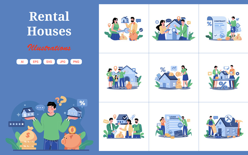 M624_Pack d'illustrations de location de maison en ligne 2