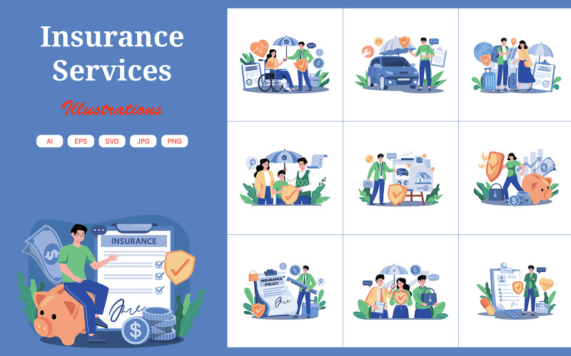 M625_Paquete de ilustraciones de servicios de seguros 1