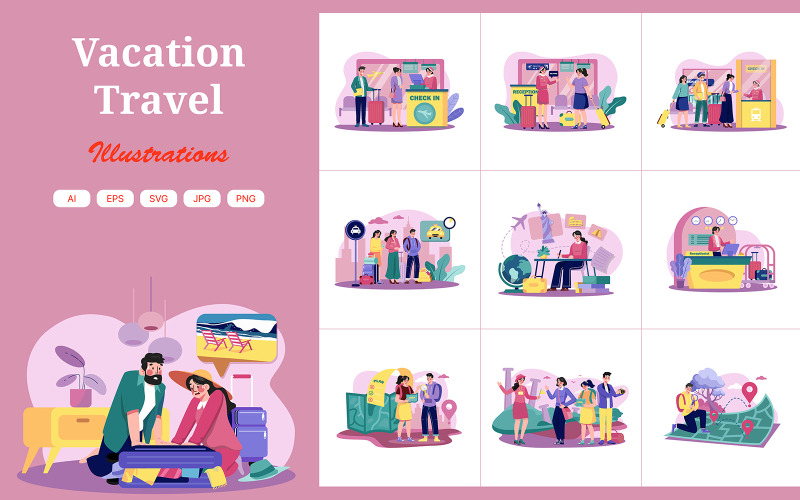 M627_Pacote de ilustrações de viagens de férias 1