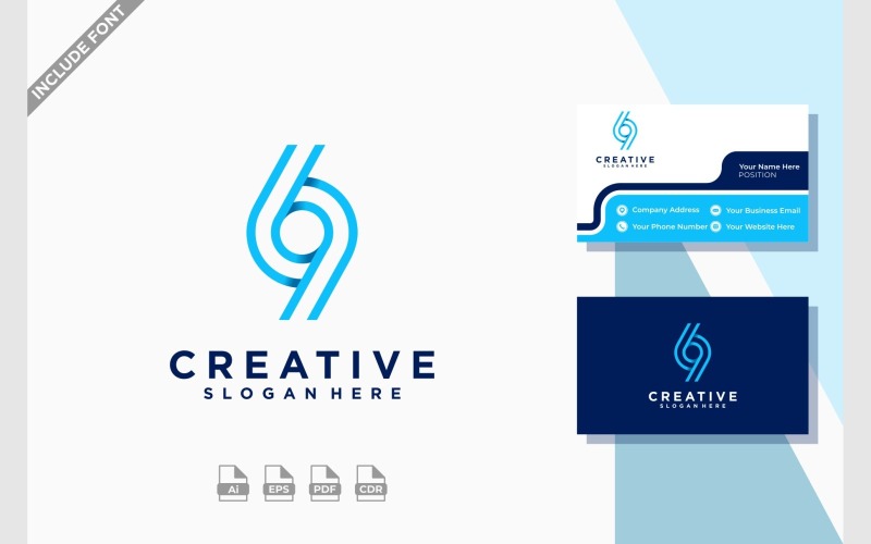 Number 69 96 Simple Loop Logo