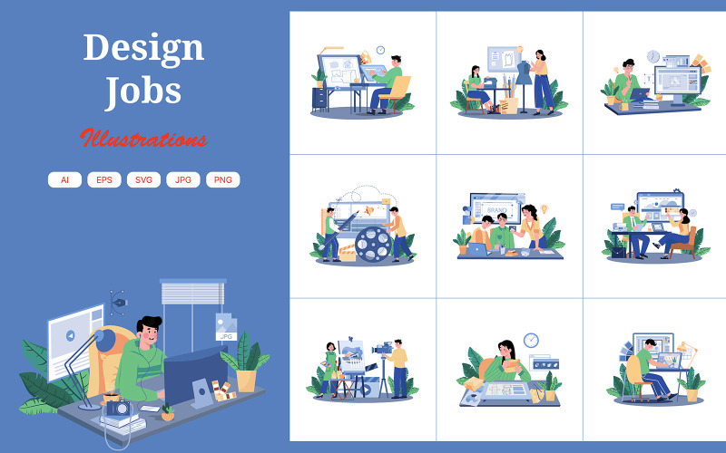 Pacote de ilustrações de trabalhos M626_Design 2
