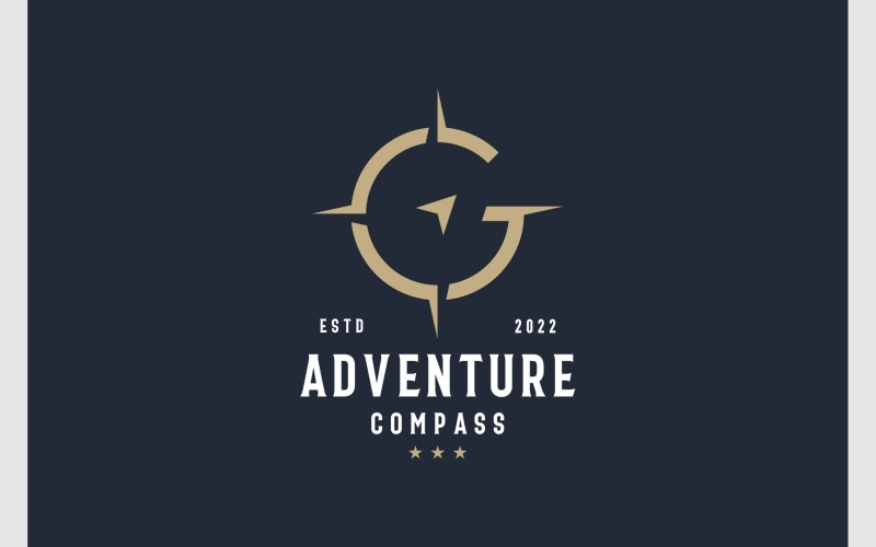 字母 G 指南针导航冒险标志