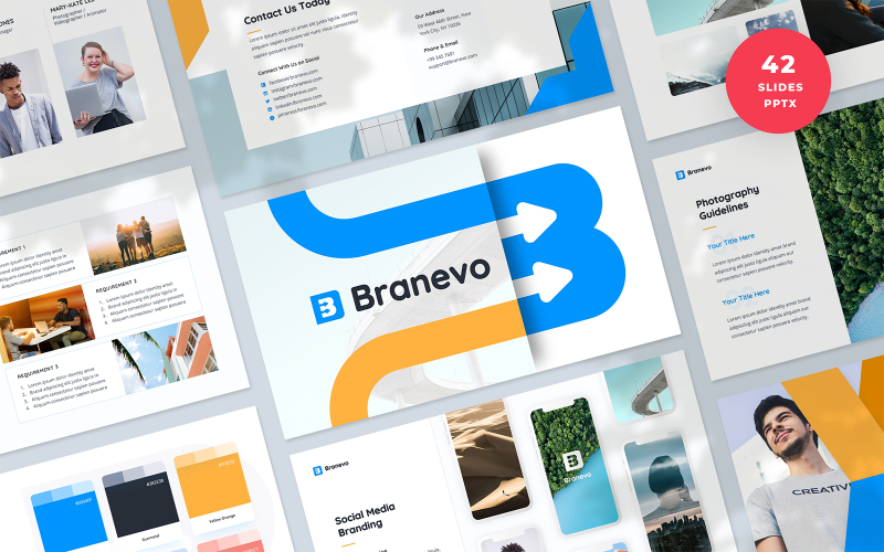 Branevo - Презентація рекомендацій щодо ідентичності бренду Шаблон PowerPoint
