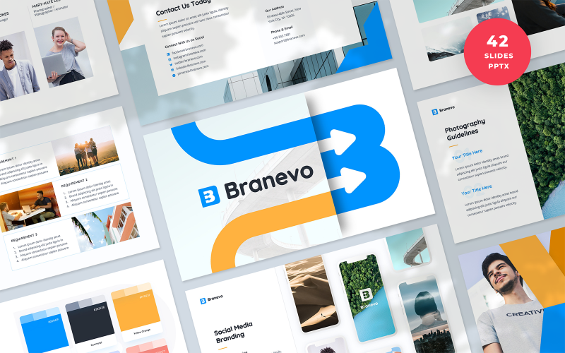 Branevo - Riktlinjer för varumärkesidentitet Presentation PowerPoint-mall