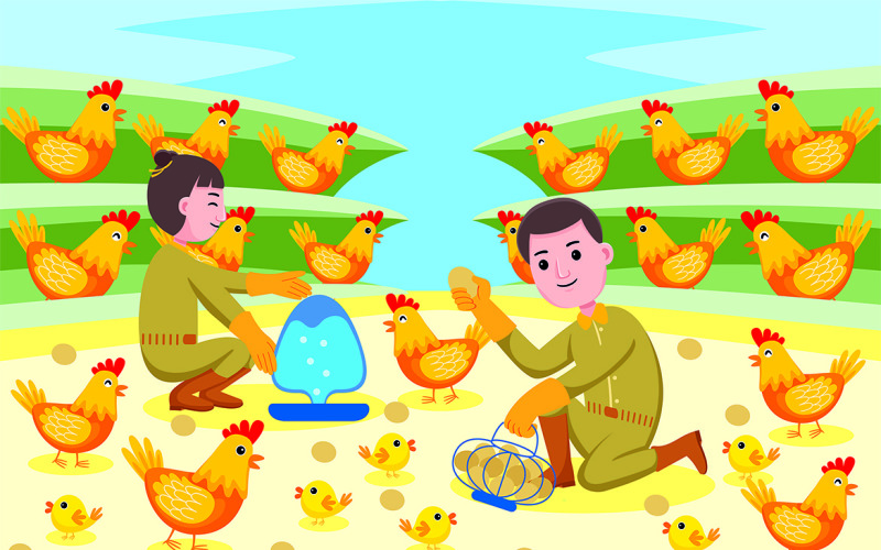 Illustration vectorielle de la profession d'éleveur de poulet