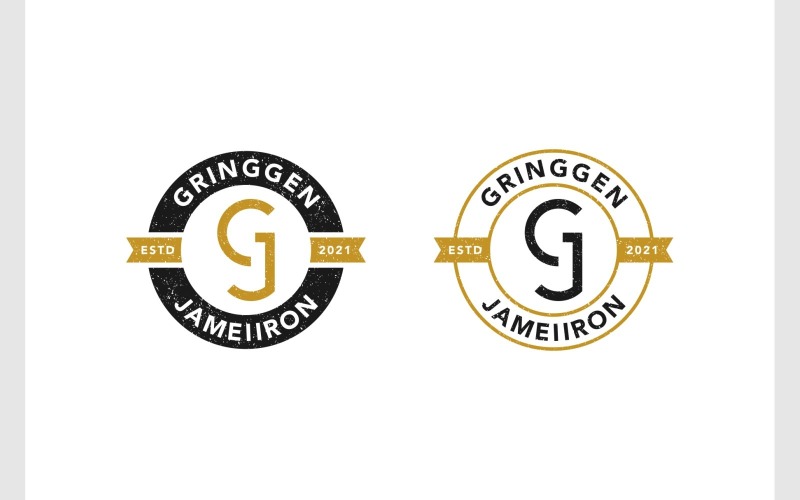 Letra GJ JG Iniciales Emblema Insignia Logotipo