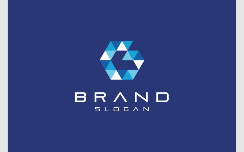 Lettera G freccia logo esagonale