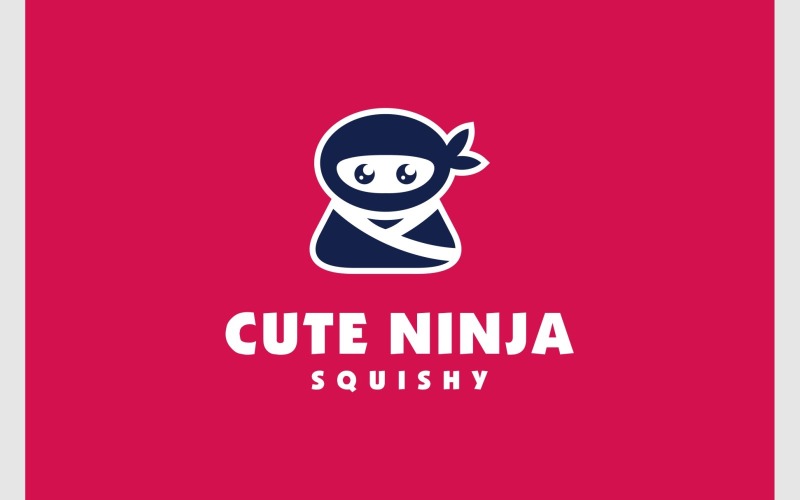 Lindo logotipo de mascota simple Ninja Kawaii