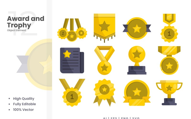 Award and Trophy Vector Element Set
