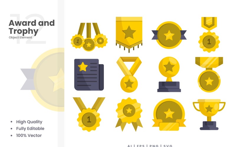 Award och Trophy Vector Element Set
