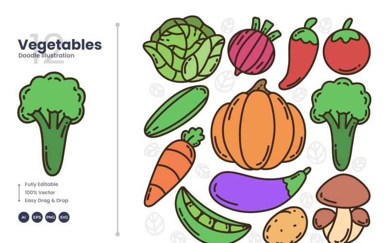 Gemüse-Illustrations-Doodle-Set